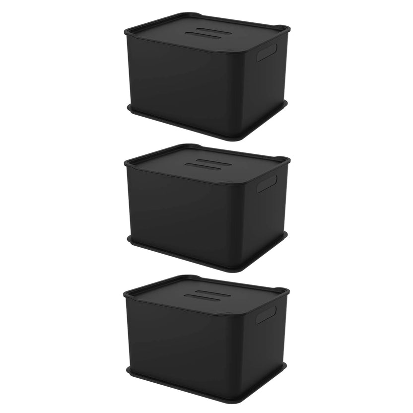 conjunto de caixas organizadoras com tampa 23,9 litros 3 peças