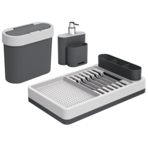 kit para pia com dispensador, escorredor e lixeira