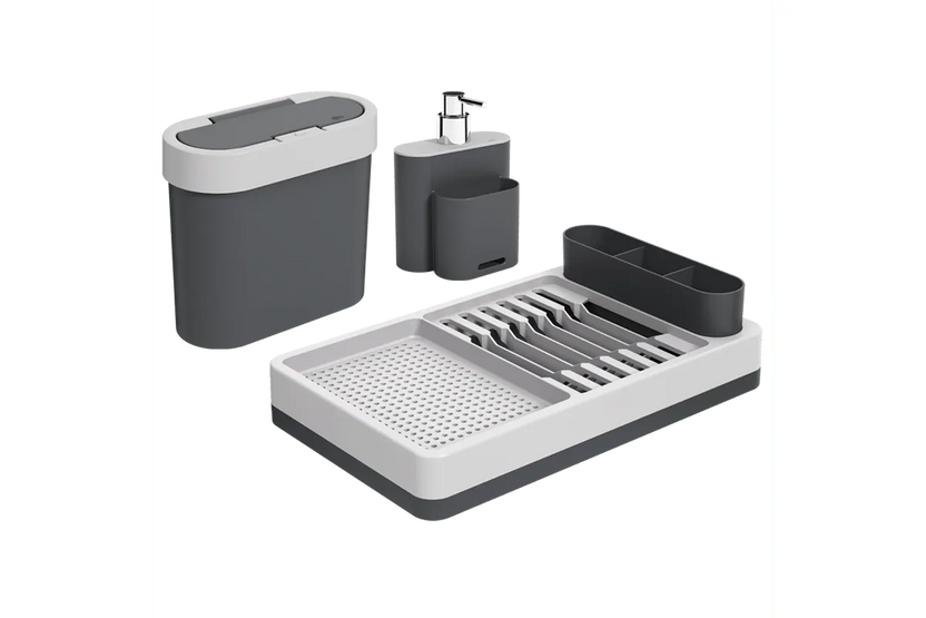 kit para pia com dispensador, escorredor e lixeira