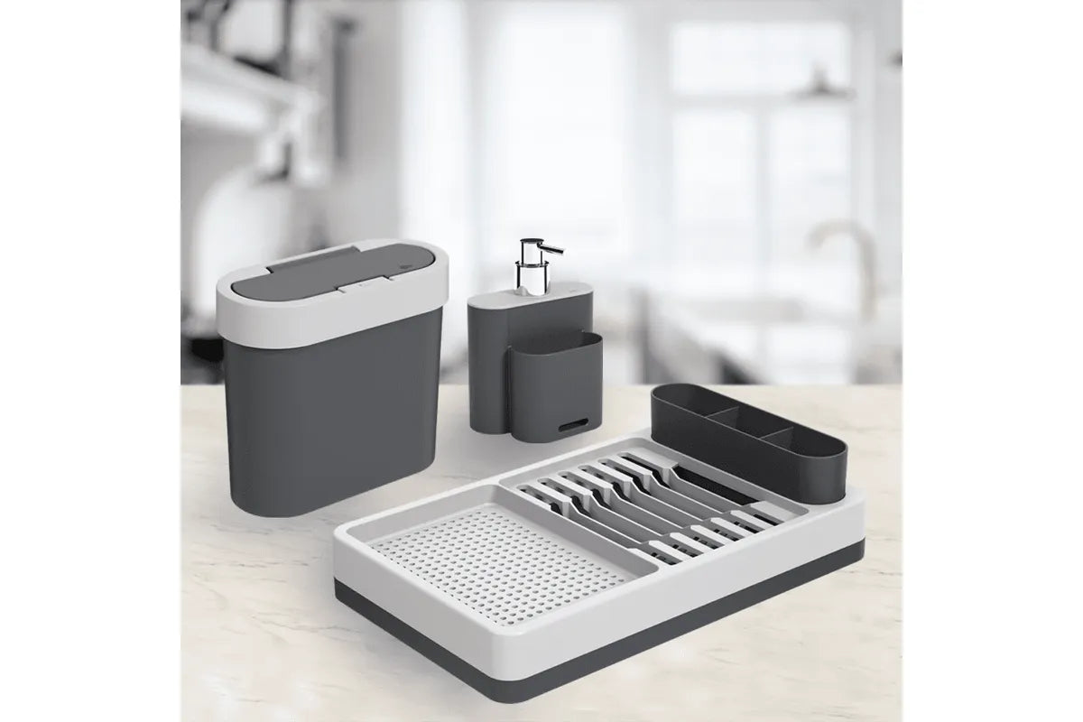 kit para pia com dispensador, escorredor e lixeira