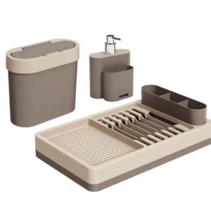 kit para pia com dispensador, escorredor e lixeira